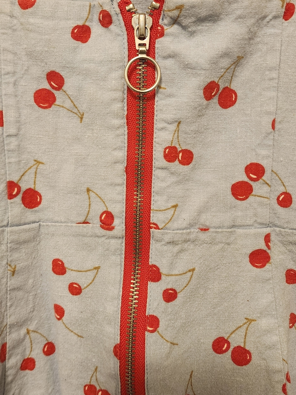 Urban Outfitters Light Blue Mini Dress with Red Cherry Print Spaghetti Strap 6 - Picture 3 of 5